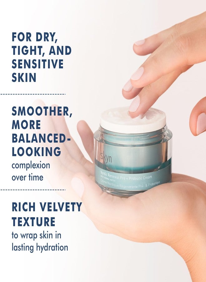 سكاين أيسلندا كريم سكين آيسلاند نورديك رينيوول للوجه، غني بالبروبيوتيك والبريبايوتيك، يدعم حاجز الميكروبيوم للبشرة، ويرطبها ويمنحها النضارة. مرطب للبشرة الجافة والحساسة، 1.6 أونصة سائلة - Image 3